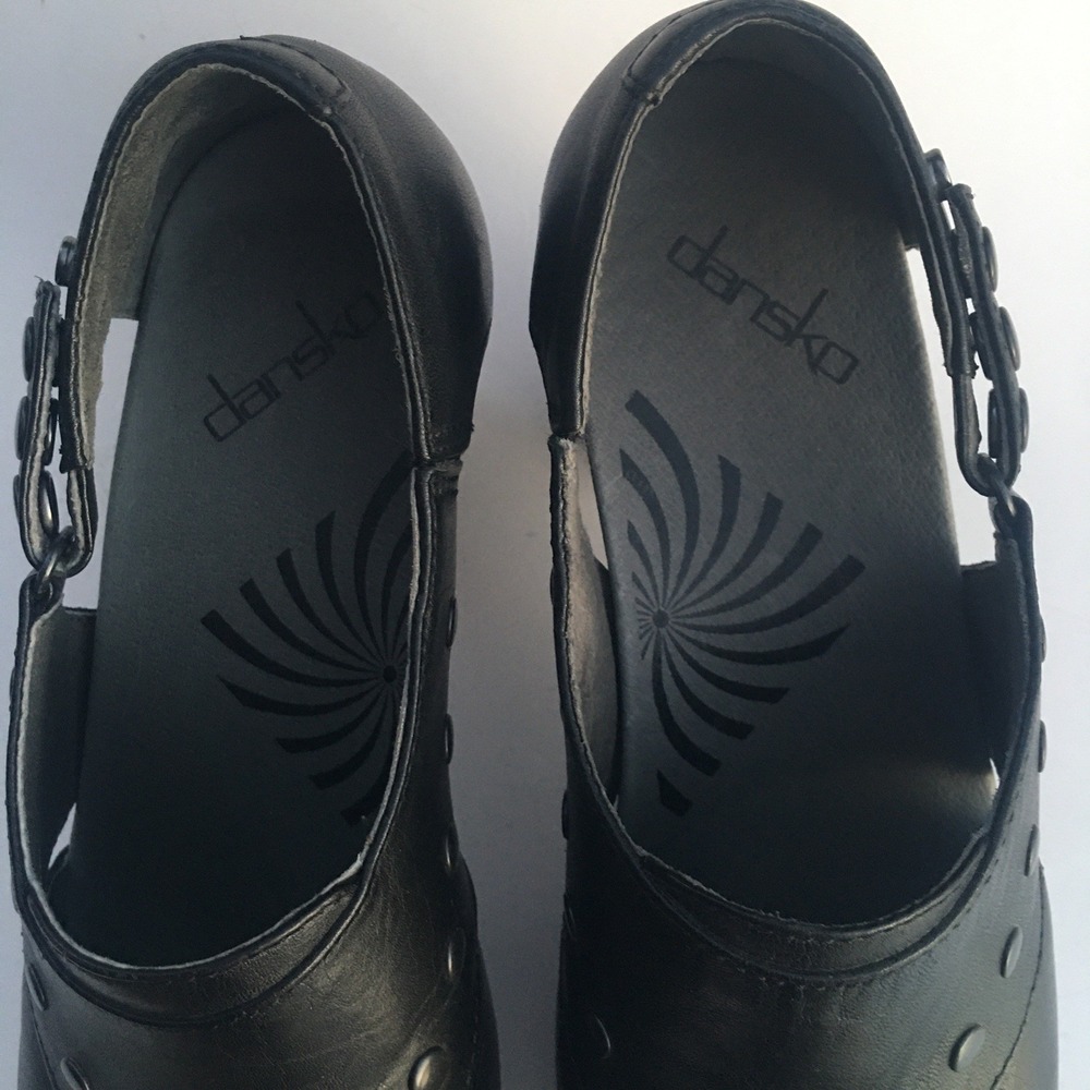 DANSKO Ryder Leather Studded Clog Block Heel Women EU 38 US 7.5 Black Adjustable - Picture 14 of 16